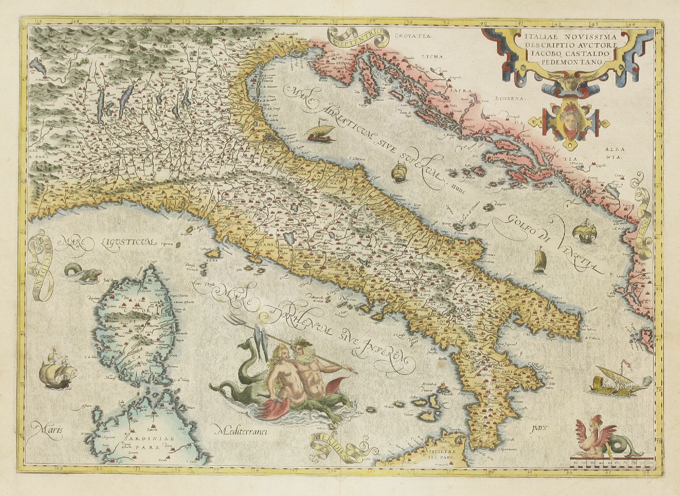 Abraham OrteliusItaliae Novissima Diescriptio...........17th century hand coloured mapunframed35 x