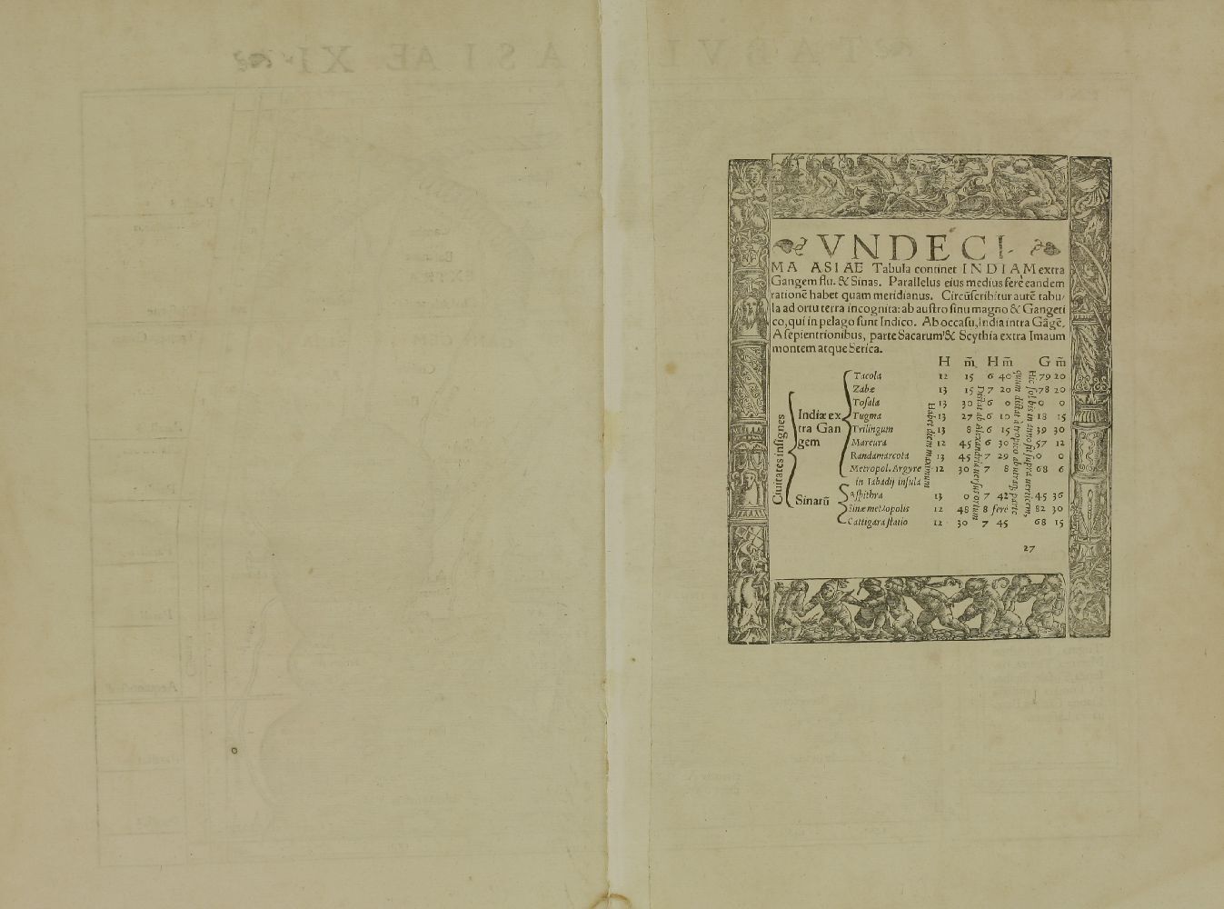 Sebastian Munster,South East Asia- Tabula Asiae XI. Uncoloured; Basle, 1542. vg32 x 42cm - Image 2 of 2