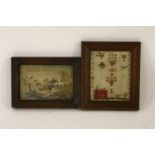 A small Victorian sampler, 25wide, 20cm high, and a needlework picture