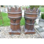 A pair of 19th century salt glazed 'Queen' crown chimney pots, 33cm diameter x 76cm high