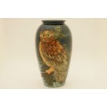 A Moorcroft pottery 'owl' vase, 434/500, 31cm high