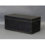 A camphorwood and leather trunk with studwork, 93cm wide x 46cm wide x 42cm high