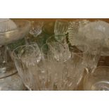 A large quantity of antique and later glassware, to include a set of six cut crystal champagne
