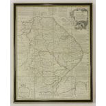 Emanuel Bowen,Lincolnshire divided into its wapontakes,18th century, hand coloured map,72.5 x 53cm