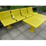 A British Rail 4 seater bench in yellow by Townscape Products 2.3cm long x 78cm high x 60cm deep and