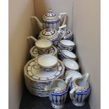 A Rosenthal china tea service 'Maria': 11 cups, 12 plates and saucers, tea and coffee pot, 2 milk