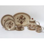 A Johnson Brothers dinner/ tea service, the brown glaze with transfer decoration