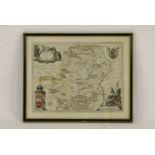 Hertfordia Comitatus Hertfordshire, 17th century hand coloured engraved map of Hertfordshire, with