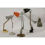 Four Anglepoise style lamps