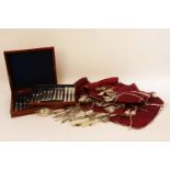 A collection of Mappin & Webb silver plated flatware, a cased set of Mappin & Webb fish knives and