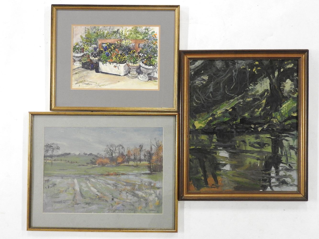 Rosemary Carr ASH TREE OVER THE RIVER BLADNOCHOil on canvas board61 x 51cm;and two further works - Image 2 of 2