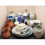 A collection of Highland, Cobridge and other ceramics, to include a large Cobridge charger,
