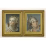 19th century Continental SchoolFEMALE PORTRAITSA pair, pastel, framed and glazed36 x 28cm