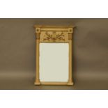 A regency style white painted pier mirror, with fluted pilasters, 60cm wide, 39cm high