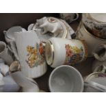 Royal commemorative china: including Victoria 1897 jubilee enamel beaker, plates, teapot, busts,