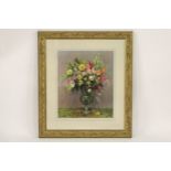 AN ARRANGEMENT OF FLOWERS IN A CLEAR GLASS VASEIndistinctly signed in pencil, l.r., limited