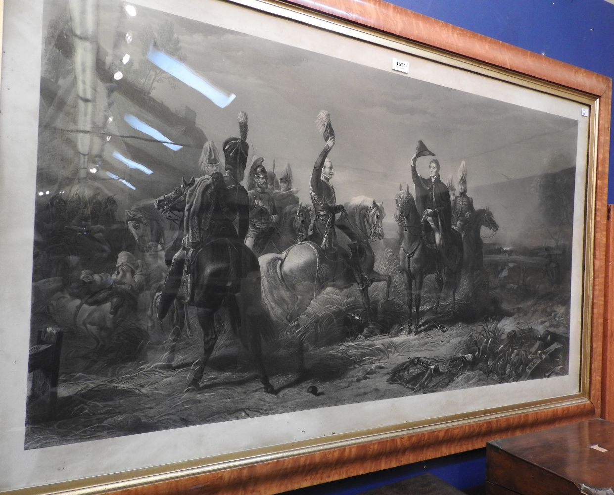 Two maple framed prints: Wellington meeting Marshall Blucher and The Battle of El Kabir. 71 x - Image 2 of 2