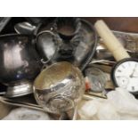 A collection of mixed flatware, cased items, a tortoiseshell heart shaped chamber stick, fly/wasp