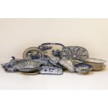 Victorian blue and white lids, drainers, dishes, plates, Chinese dish and plates