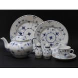 A Danish 'onion pattern' blue and white porcelain dinner and tea service