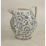 An enormous fine glazed Urbino style Maiolica jug, 20th century, decorated with scrolling foliage,