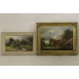 G ShawWATERMILLOil on canvas20.5cm x 36cm,together with another oil in the manner of George Morland