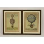 After V Cionitwo coloured prints of hot air ballon scenes entitled 'Ascensione compiuta dall '