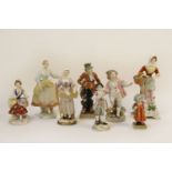 A collection of Continental porcelain figures (8)