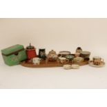 A collection of miniature items: a Chinese Canton teapot, tea bowls, satsuma dishes, R.C. Derby
