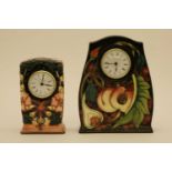 A Moorcroft pottery clock, 2003 impressed, 21cm high, and another 16cm