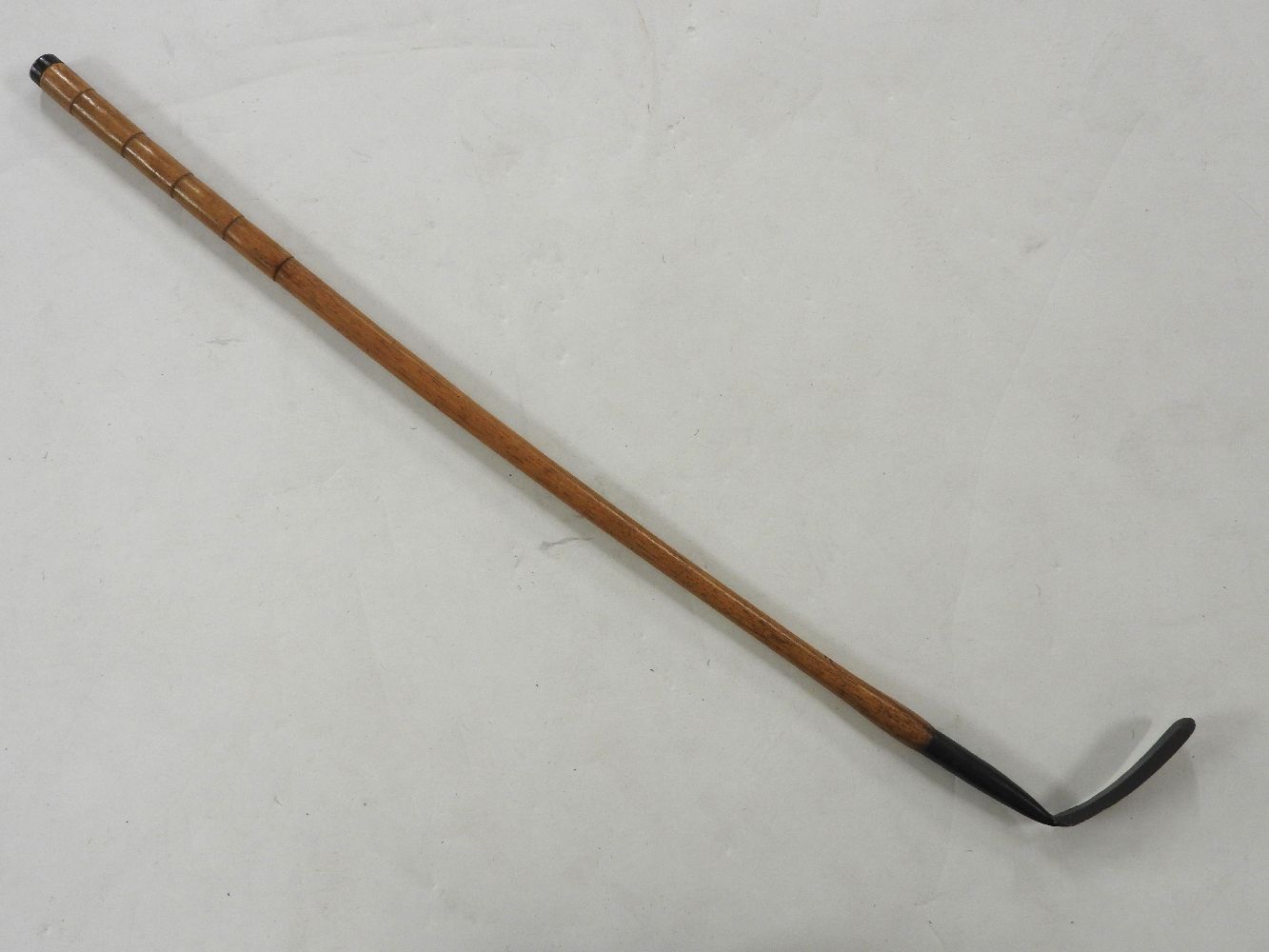 A late 19th century Sunday stick, with steel cutting head, and turned hickory shaft, 88cm long - Image 2 of 2
