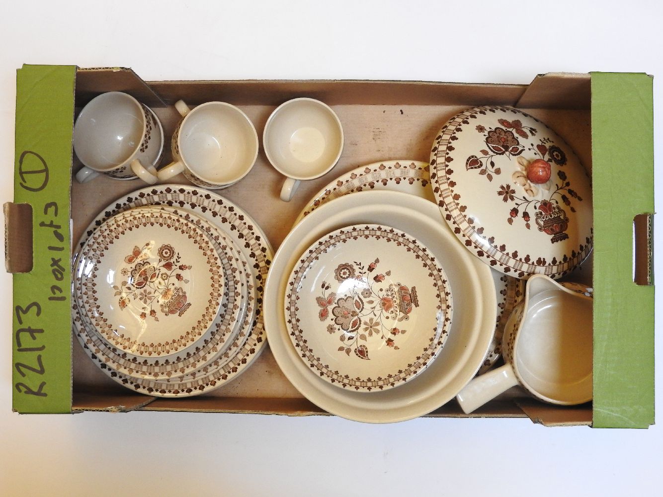 A Johnson Brothers dinner/ tea service, the brown glaze with transfer decoration - Image 3 of 6