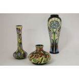 Three Moorcroft vases, 2004, 49/75, 10.5cm high, 2005, 82/150, Emma Bossons, and a design trial