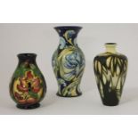 Three Moorcroft vases, 2005 and 2007, all seconds, largest 19cm high