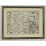 A 1610 map of Essex, by John Norden and John Speed, coloured,40 x 52.5cm