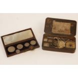 An 18th century walnut cased, part coin Seale set by W. Herberts, London, together with a part