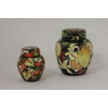 A Moorcroft ginger jar and cover, 2009, second, 15cm high and a small ginger jar and cover, 2003,