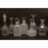 A pair of cut glass whisky decanters, and five other decanters (7)