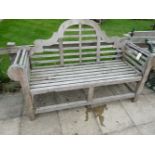 A 'Lutyens' design hardwood garden bench, 166cm wide