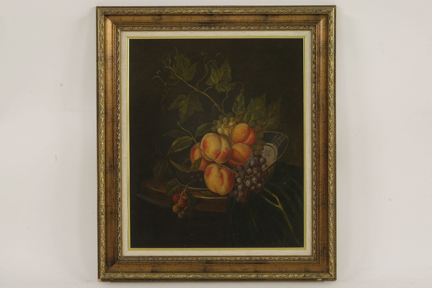 Continental schoolSTILL LIFE, FRUITIndistinctly signed in red l.l., oil on canvas, in gilt frame60 x - Image 2 of 4