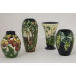 Four Moorcroft vases