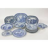 A quantity of late 18/19th century blue and white transfer printed plates, and dishes, predominately