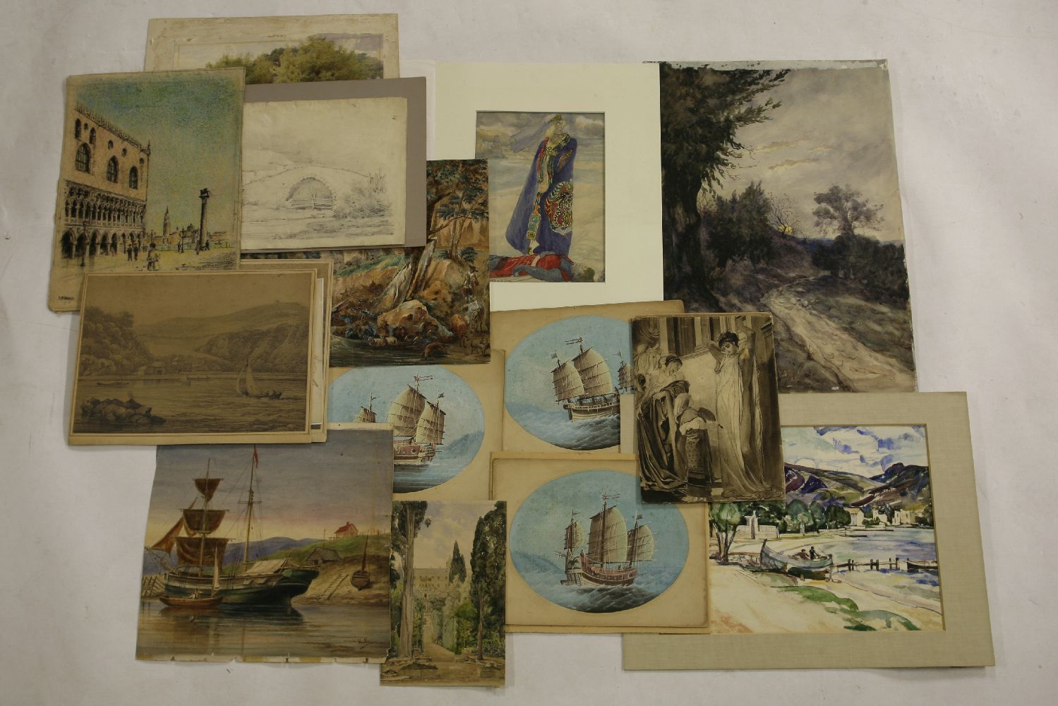 A quantity of various 19th and 20th century watercolours and drawings, all unframed