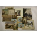 A quantity of various 19th and 20th century watercolours and drawings, all unframed