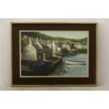 Justin Blake 'THE WHARF, MOUSEHOLE' signed l.r., oil on board 49 x 69cm