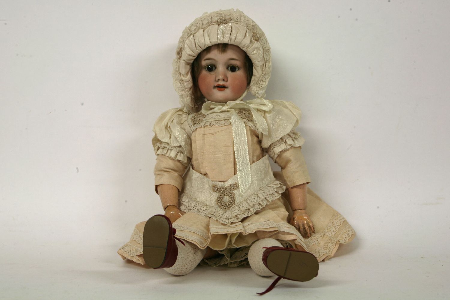 An Armand Marseille bisque head doll,with eyes/open/shut, mouth open, numbered 390 n. A.2.M, - Image 2 of 2