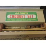 A Jaques croquet set, in pine box