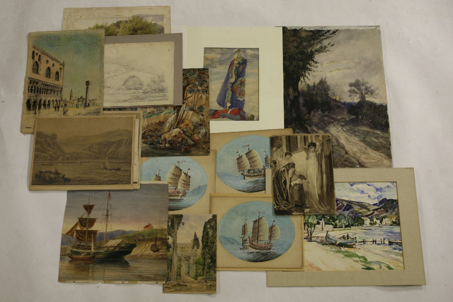 A quantity of various 19th and 20th century watercolours and drawings, all unframed - Image 2 of 2