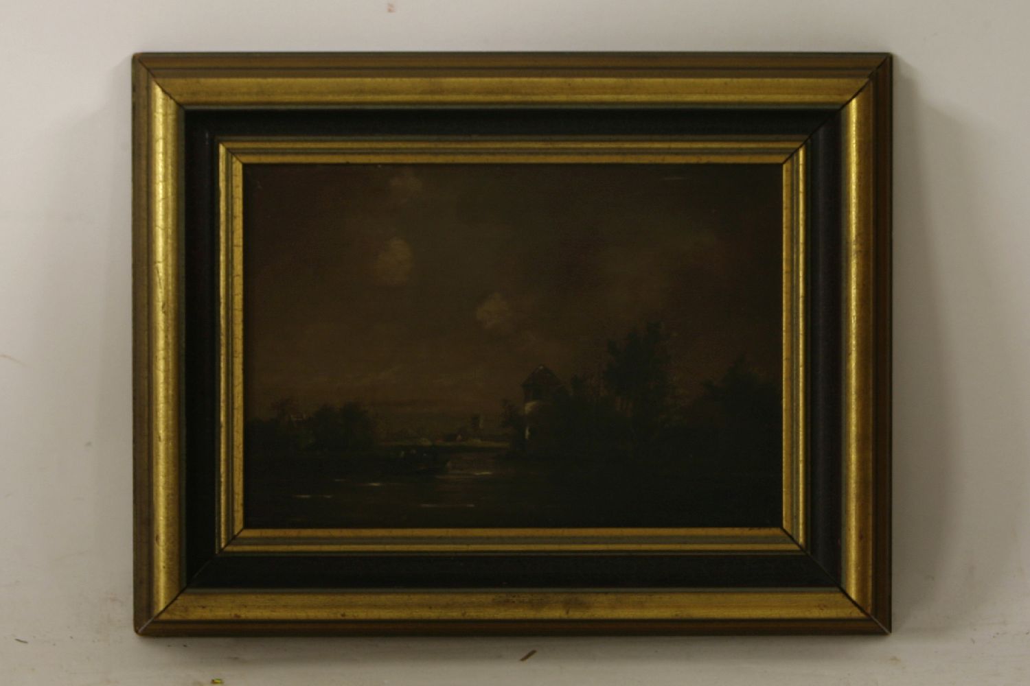 Dutch SchoolA RIVER LANDSCAPE WITH FIGURES ON A BOATIndistinctly signed lower right, oil on - Image 2 of 4