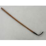 A late 19th century Sunday stick, with steel cutting head, and turned hickory shaft, 88cm long